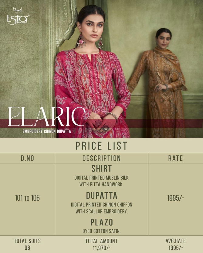 Elaric By Esta Muslin Silk Digital Printed Dress Material Wholesale Price in Surat